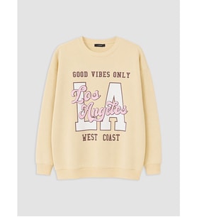 LCW ECO Bej Baskılı Kadın Kalın Sweatshirt