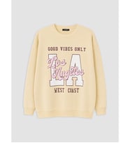 LCW ECO Bej Baskılı Kadın Kalın Sweatshirt