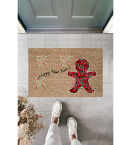 Dormot Modern Baskı - Happy New Year 9 - Karşılama Kapı Önü Paspası (Bej)