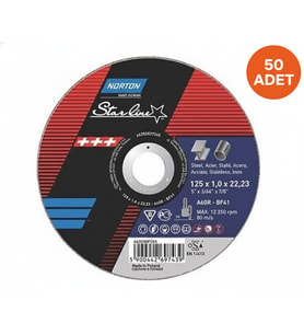 NORTON SAİNT GOBAİN STARLİNE 115X1.0X22.23MM İNOX METAL KESİCİ DİSK 50'Lİ PAKET