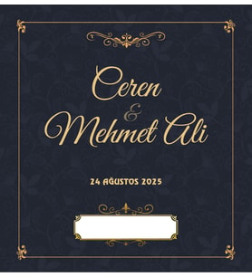 Nikah Nişan Düğün Davetiyesi Kare İkiz İp Bağlamalı 5049