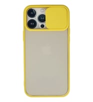 Newface Apple iPhone 13 Pro Max Kılıf Palm Buzlu Kamera Sürgülü Silikon - Sarı