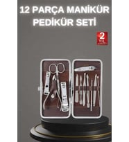 Kompakt Manikür Seti 12 Parça Paslanmaz Çelik Seyahat İçin