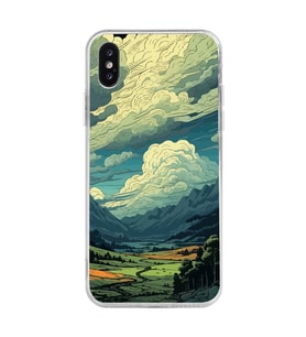 Iphone X / Xs Uyumlu Doğa ve Bulut Desenli Şeffaf Telefon Kılıfı