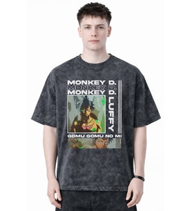 Monkey D. Luffy One Piece Anime Baskılı Unisex Oversize Eskitme Yıkamalı Tişört