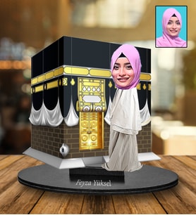 Kişiye Özel  Hac-Umre Kabe Ziyaret  Tasarımlı Karikatür Biblo 192