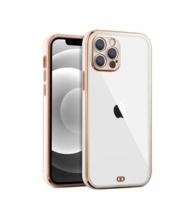 iPhone 14 Pro Max için  Şeffaf Kılıf  beyaz kenarlı  rose