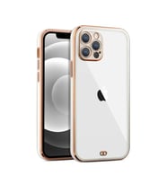 iPhone 14 Pro Max için  Şeffaf Kılıf  beyaz kenarlı  rose