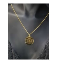 Kadın Gümüş Kolye - Sri Yantra V Yaşam Çiçeği Gold Renk 925 Ayar Çift Yönlü Kolye