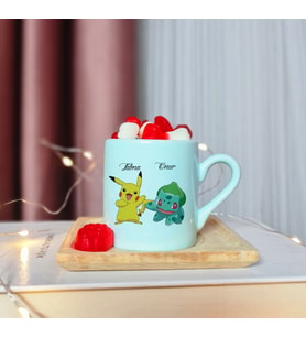 Pikachu Tasarımlı Kişiye Özel Yeşil Türk Kahvesi Fincanı
