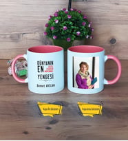 Yengeye Hediye Kupa Bardak Pembe Fotoğraflı Doğum Günü Anneler Günü Hediyesi