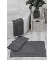 3 Lü Banyo Ayak Havlusu %100 Pamuklu 50x70 Cm Antrasit (Çok Renkli)