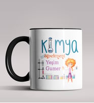 Kişiye Özel Kimya Öğretmeni Temalı Siyah Renk Kupa Bardak  (Siyah)