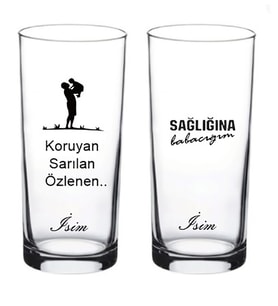 2 li Babalar Günü Kişiye Özel Tasarım Rakı Bardağı 3Ç