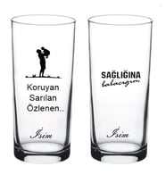 2 li Babalar Günü Kişiye Özel Tasarım Rakı Bardağı 3Ç