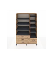 Kronos Dolap 9 Raflı 4 Çekmeceli  132x59x195 Çam-Antrasit/Çam