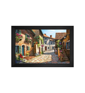 Manzara Temalı Kanvas Tablo 80 x 110 cm Siyah Çerçeve