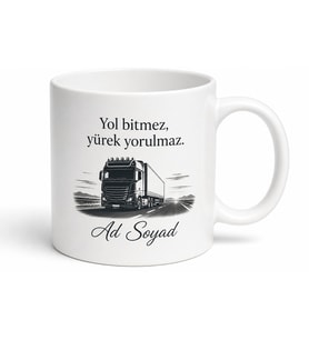 Tır Silüetli Şoför Hediyesi Özel Tasarım Baskılı Porselen Kupa Bardak