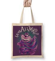 We Are All Mad Here The Cheshire Kedi Cat Bez Çanta Uzun Saplı