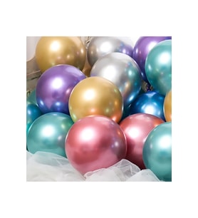 10 Adet Metalik Karışık Renk Balon