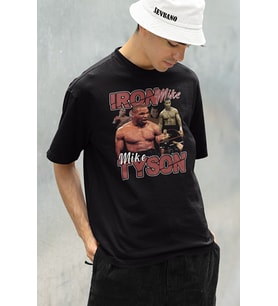 Iron Mike Tyson Baskılı Unisex Oversize Efsane Boksör Tişört