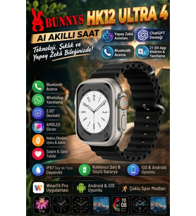 Apple iPhone 18 PRO MAX Uyumlu Ultra 4 AI Akıllı Saat IP67 Su Geçirmez what sapp Sesli Mesaj Gönderme AMOLED Bluetooth Aramalı