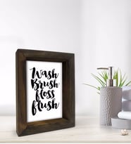 BK Gift Banyo Dekoratif Doğal Masif Ahşap Çerçeve 15x20cm-1 (Beyaz)