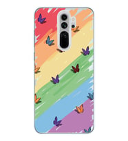Redmi Note 8 Pro Uyumlu Renk ve Kelebek Desenli Şeffaf Telefon Kılıfı
