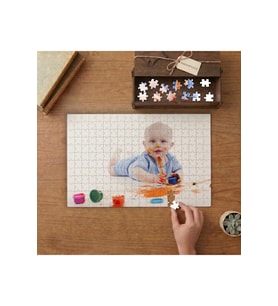 Boya Yapan Sevimli Çocuk Tasarımı 240 parça Ahşap Puzzle Ahşap Kutuda MP00682