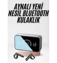 Yeni Nesil Kablosuz Kulaklık Aynalı Powerbank Özellikli Bluetooth Bağlantılı Dijital Göstergeli