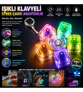 Işıklı Klavyeli Stres Çarkı Anahtarlık