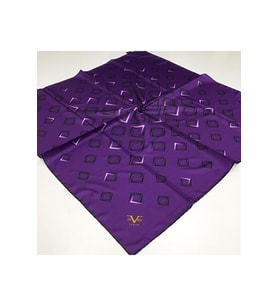 Geometrik Desen Black Seri Twill Eşarp Eşarp Askısı ile Birlikte 90x90 cm Mor Si