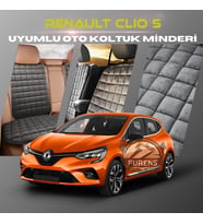 Renault Clio 5 Antrasit Renk Tay Tüyü Cepli & Terletmez Sırtlı Oto Koltuk Minder Seti - Koltuk Koruma Kılıfı (ÖN & ARKA TAM SET)