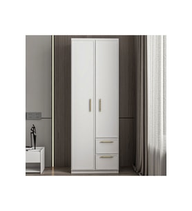 Vespera Çıta detaylı, 2 Kapaklı, Çekmeceli Gardırop Beyaz, 60 cm