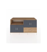 Kronos Konsol 4 Raflı Tek Çekmeceli 4 Kapaklı 176x59x99 Çam-Antrasit/Çam