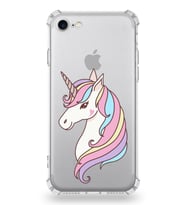 Apple iPhone 7 Uyumlu Köşe Korumalı Antişok  Kapak Unicorn Tasarımlı Şeffaf Silikon Kılıf
