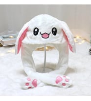 Tavşan Şapka Kulakları Hareket Eden Işıklı Modlu Peluş Tavşan Şapka (Beyaz)