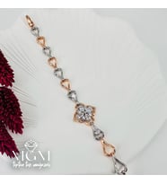 Rodyum+Rose Zirkon Taşlı Pirinç Bileklikler 19 Cm - Kbl0054