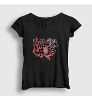 Presmono Kadın Siyah Logo Helluva Boss Hazbin Hotel T-Shirt 454101tt