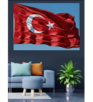 Dalgalanan Şanlı Türk Bayrağı Dekoratif Kanvas - Mdf Ahşap Tablo