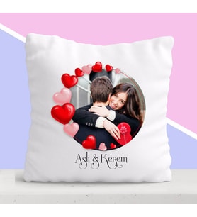 BK Gift Kişiye Özel Kalpli Fotoğraflı Yastık 11 (Beyaz)