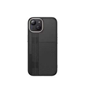 Lexroo iPhone 14 Kılıf M-safe Şarj Özellikli Karbon Fiber Görünümlü Antina Kılıf - Siyah-Gri