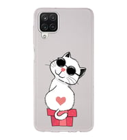 Samsung Galaxy A12 Uyumlu Kapak Cool Cat Tasarımlı Şeffaf Silikon Kılıf
