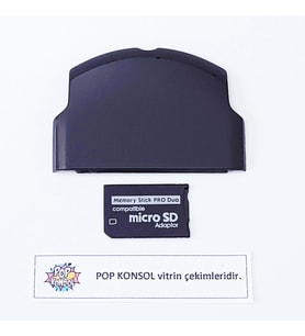 PSP 2000 3000 Uyumlu Kapak ve Memory Stick Pro Duo Adaptör Mikro SD Çevirici PSP Slim Kapak (Siyah)