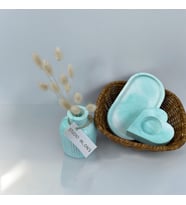 Studio Moon's Mint Yeşili & Beyaz 3'lü Set Dekoratif Vazo, Kalp Tealight Mumluk & Dekoratif Tabak