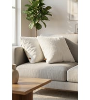 İskandinav Bohem 2'li Kırlent Kılıfı Modern Dekoratif Salon Koltuk Yastık Kılıfı 50x50 cm Teddy Puffy Beyaz