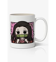 İblis Keser Pembe Nezuko Kamado Anime Baskılı Beyaz Kupa Bardak