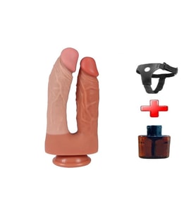OdinsShop İki Uçlu Vantuzlu Belden Bağlamalı Yeni Nesil Realistik Çatal Dildo Penis