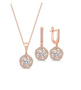 Girdap Kolye Küpe Gümüş Set