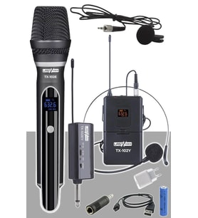 Lastvoice Tx-102EY Şarjlı EL Yaka Headset Kablosuz Mikrofon Seti UHF
